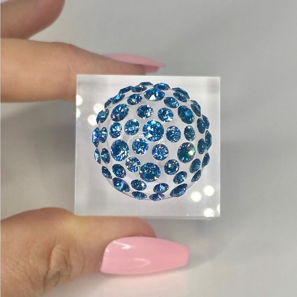 Acrylic Crystal Blue Ring Embellished with blue Crystal stones, Statement Ring - Picture 13 of 13